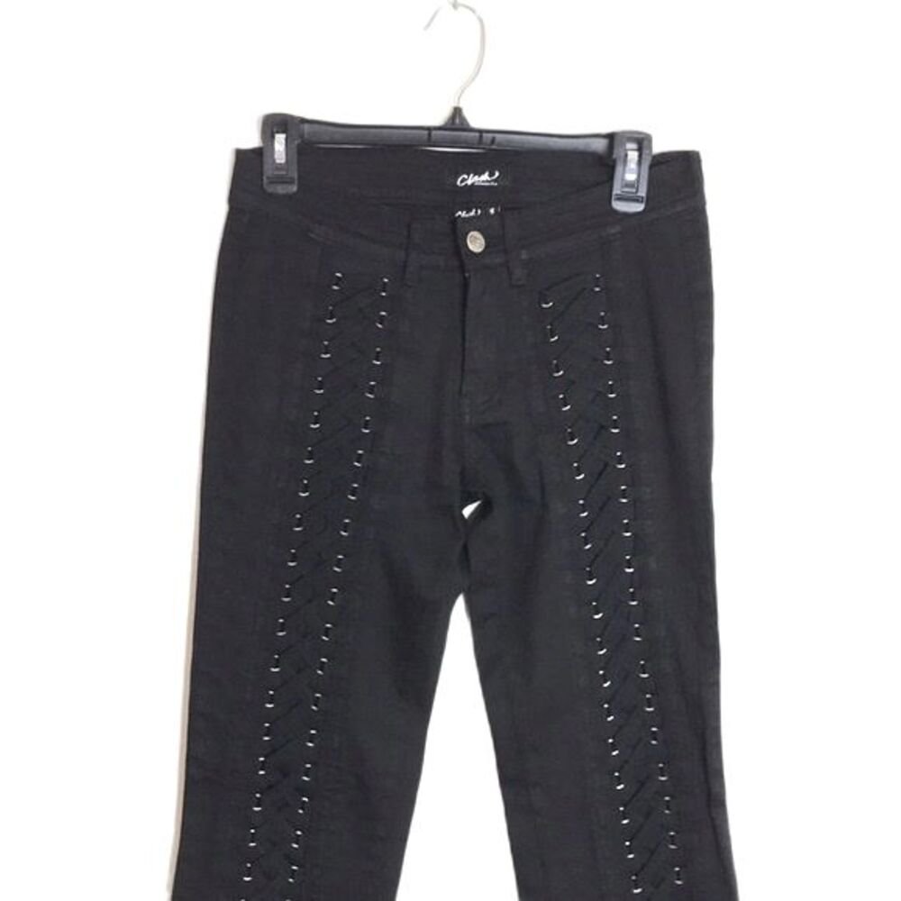 Clash jeans Usa black with corset style details pants size 3 y2k - Picture 2 of 13
